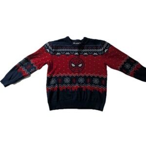 Marvel Spider-Man Christmas Sweater Youth Large YL Red Blue Ur Universe Holiday